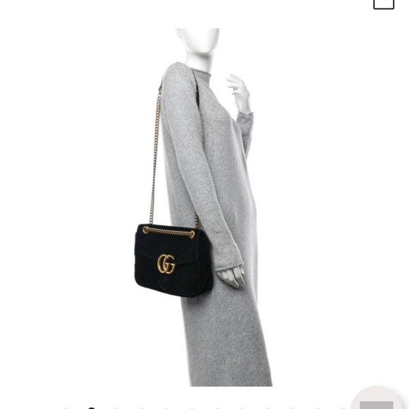 Authentic Gucci Marmont Black and Gold Shoulder Bag - Picture 2 of 9